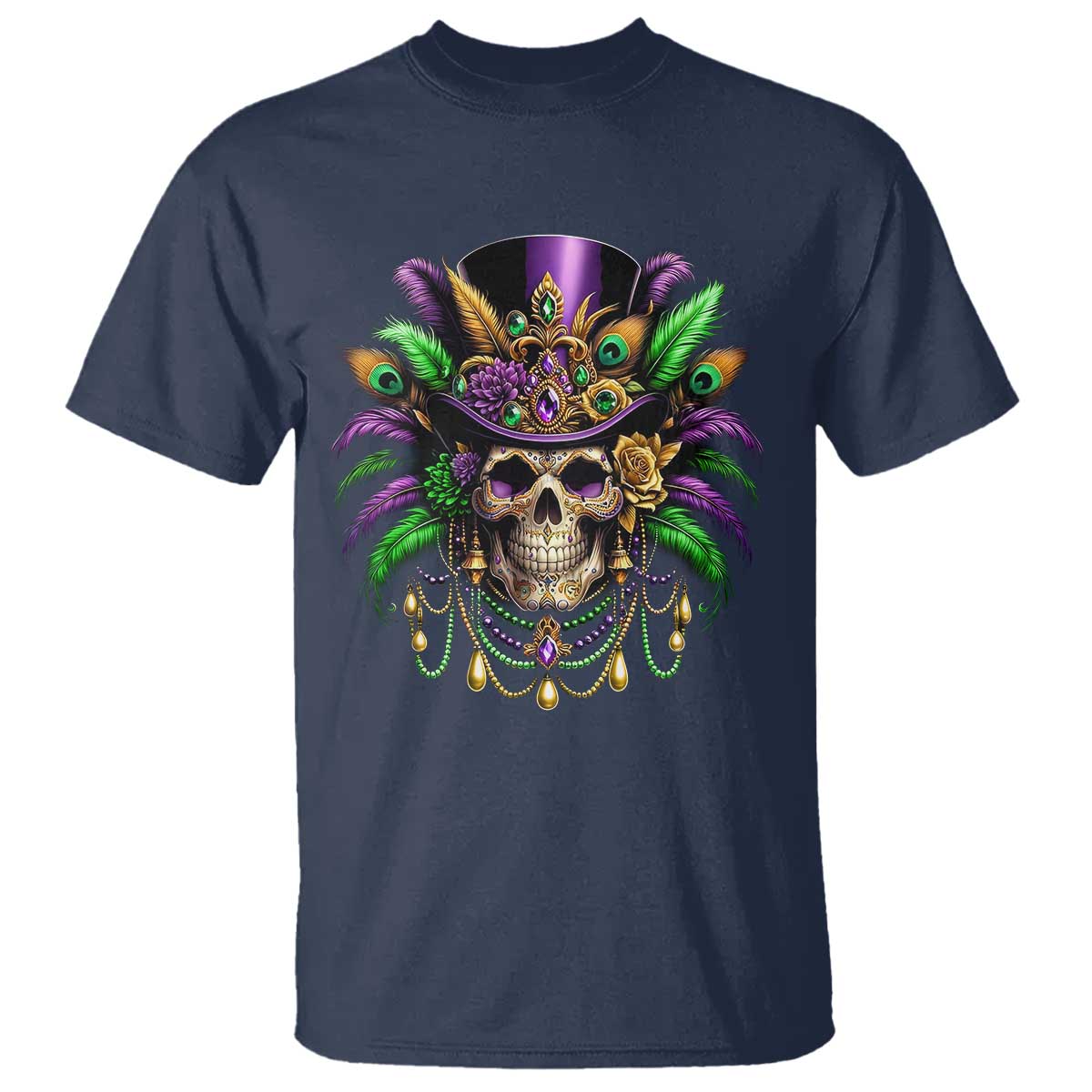 Mardi Gras Sugar Skull T Shirt Fat Tuesday