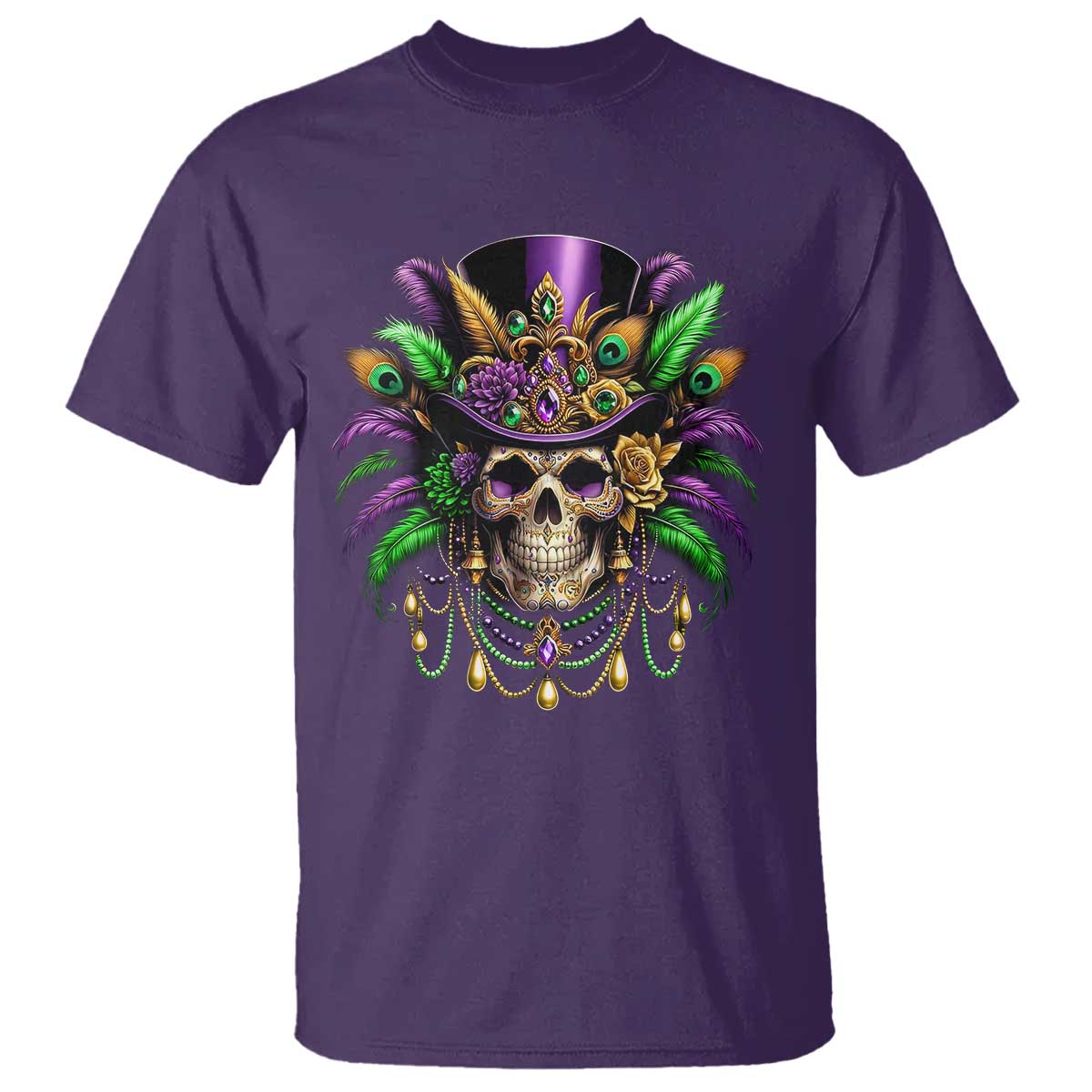 Mardi Gras Sugar Skull T Shirt Fat Tuesday