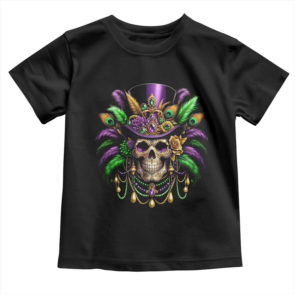 Mardi Gras Sugar Skull Toddler T Shirt Fat Tuesday