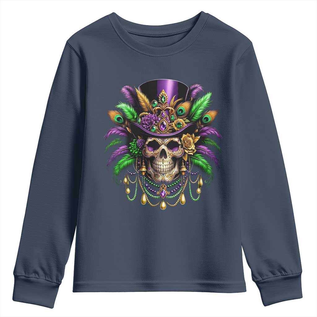 Mardi Gras Sugar Skull Youth Sweatshirt Fat Tuesday