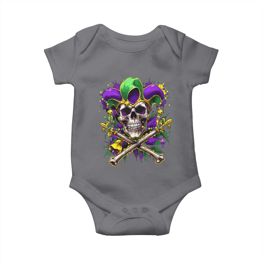 Mardi Gras Jester Skull Baby Onesie New Orleans Skeleton Beads