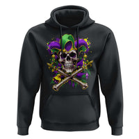 Mardi Gras Jester Skull Hoodie New Orleans Skeleton Beads