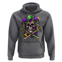 Mardi Gras Jester Skull Hoodie New Orleans Skeleton Beads