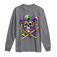 Mardi Gras Jester Skull Long Sleeve Shirt New Orleans Skeleton Beads