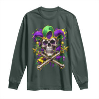 Mardi Gras Jester Skull Long Sleeve Shirt New Orleans Skeleton Beads
