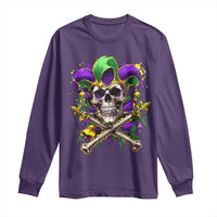 Mardi Gras Jester Skull Long Sleeve Shirt New Orleans Skeleton Beads
