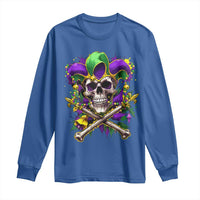 Mardi Gras Jester Skull Long Sleeve Shirt New Orleans Skeleton Beads