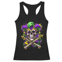 Mardi Gras Jester Skull Racerback Tank Top New Orleans Skeleton Beads