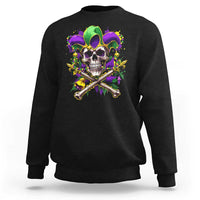 Mardi Gras Jester Skull Sweatshirt New Orleans Skeleton Beads