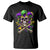 Mardi Gras Jester Skull T Shirt New Orleans Skeleton Beads