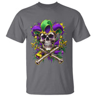 Mardi Gras Jester Skull T Shirt New Orleans Skeleton Beads