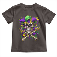 Mardi Gras Jester Skull Toddler T Shirt New Orleans Skeleton Beads