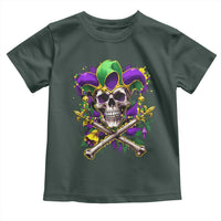 Mardi Gras Jester Skull Toddler T Shirt New Orleans Skeleton Beads