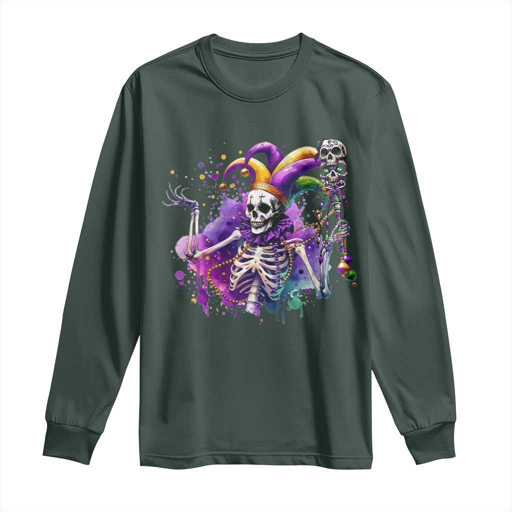 Mardi Gras Long Sleeve Shirt Jester Skeleton Skull Lovers