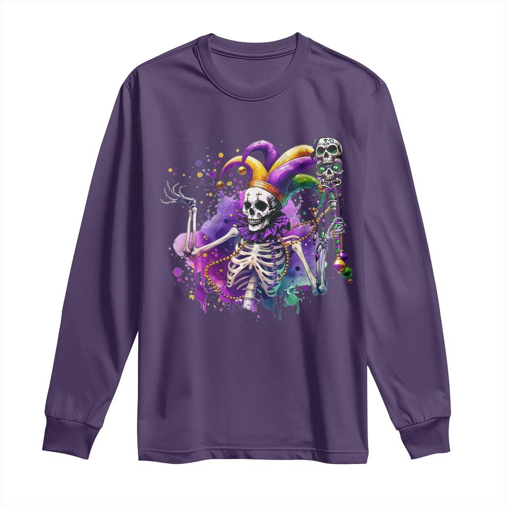 Mardi Gras Long Sleeve Shirt Jester Skeleton Skull Lovers