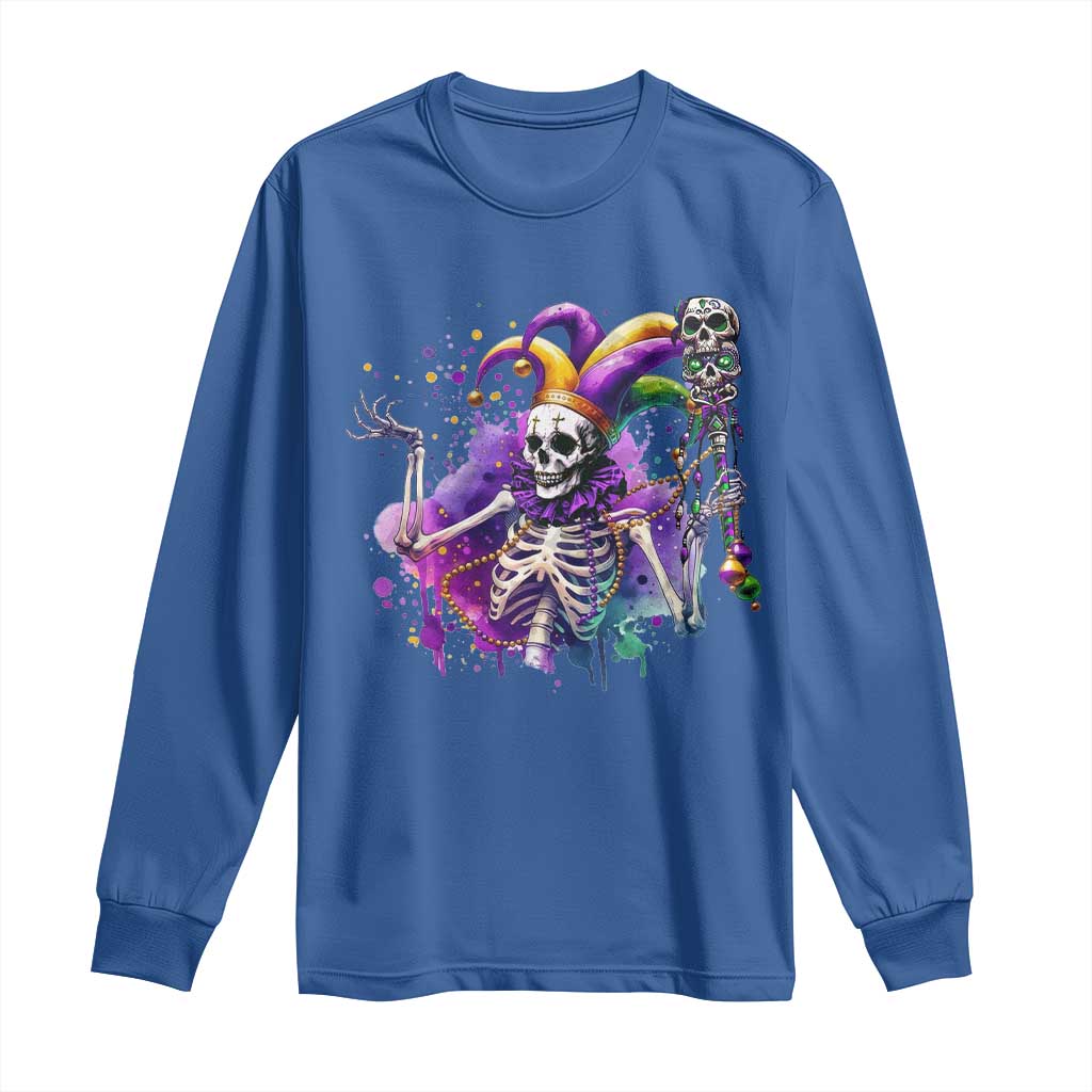 Mardi Gras Long Sleeve Shirt Jester Skeleton Skull Lovers