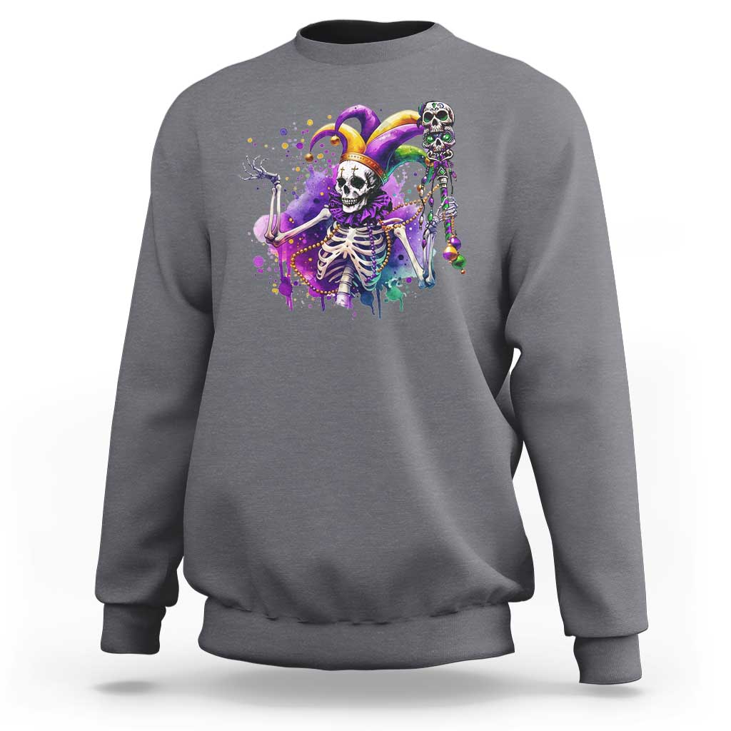 Mardi Gras Sweatshirt Jester Skeleton Skull Lovers