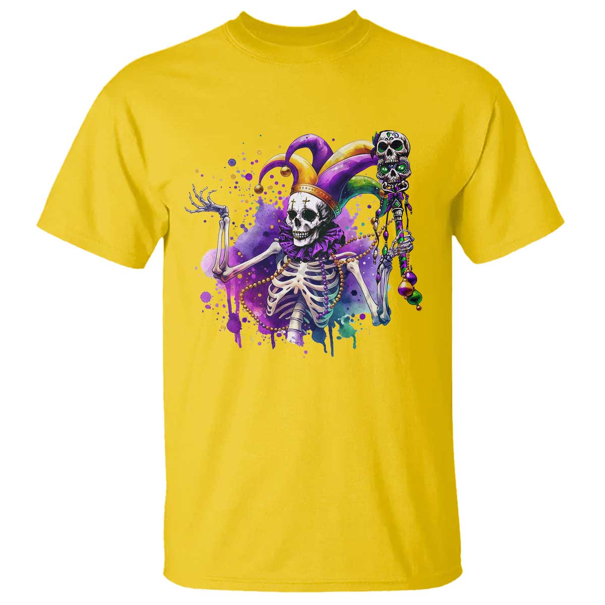 Mardi Gras T Shirt Jester Skeleton Skull Lovers