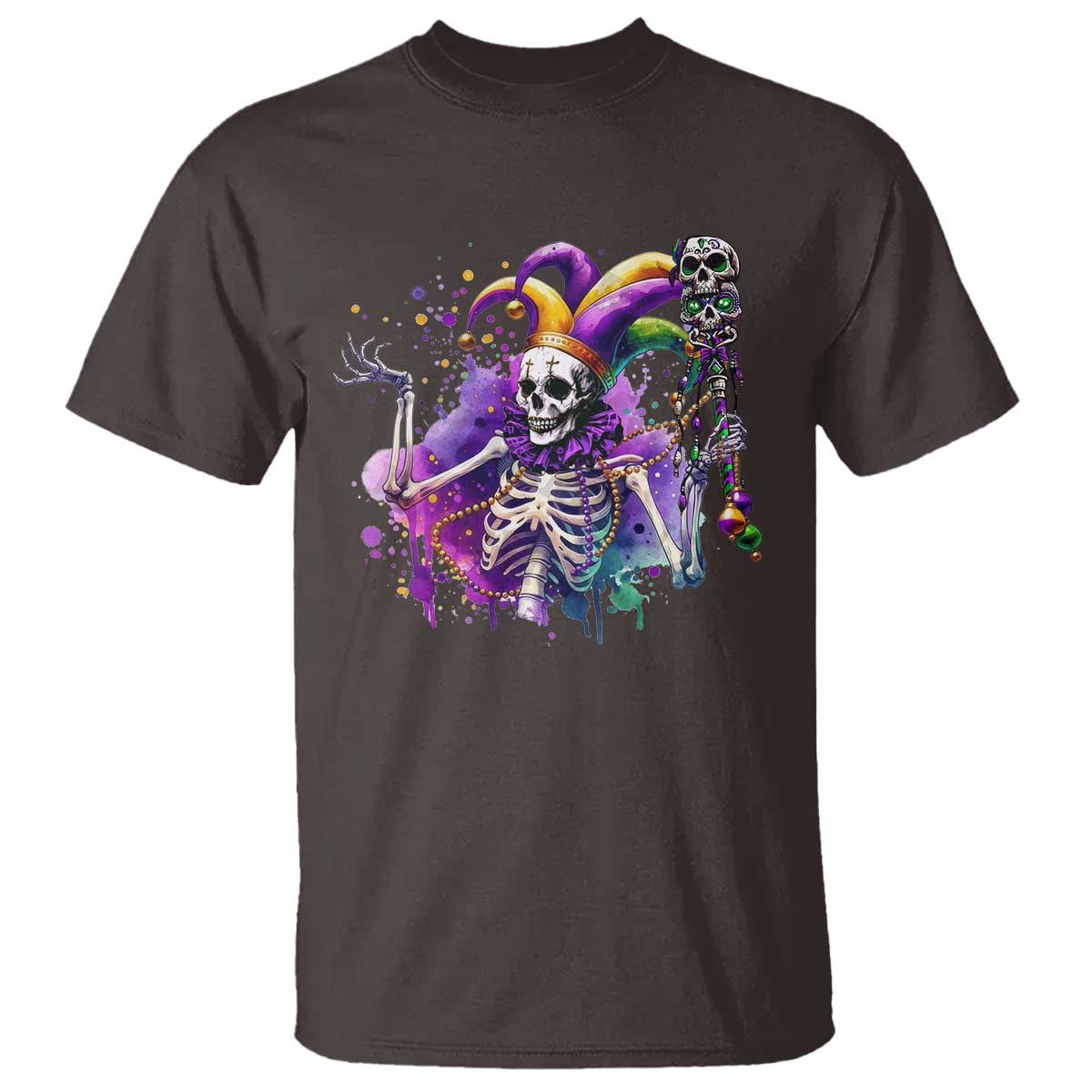 Mardi Gras T Shirt Jester Skeleton Skull Lovers