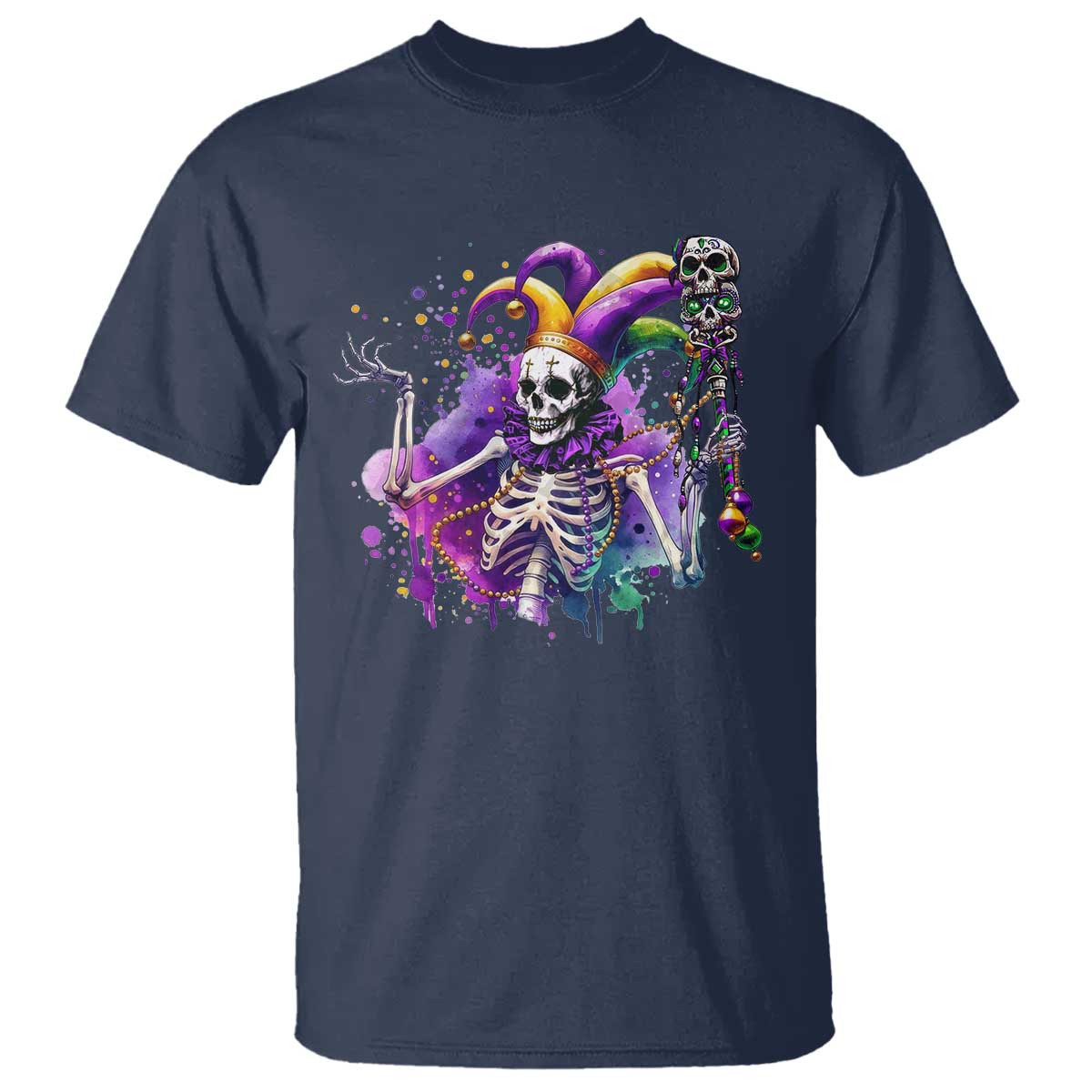 Mardi Gras T Shirt Jester Skeleton Skull Lovers