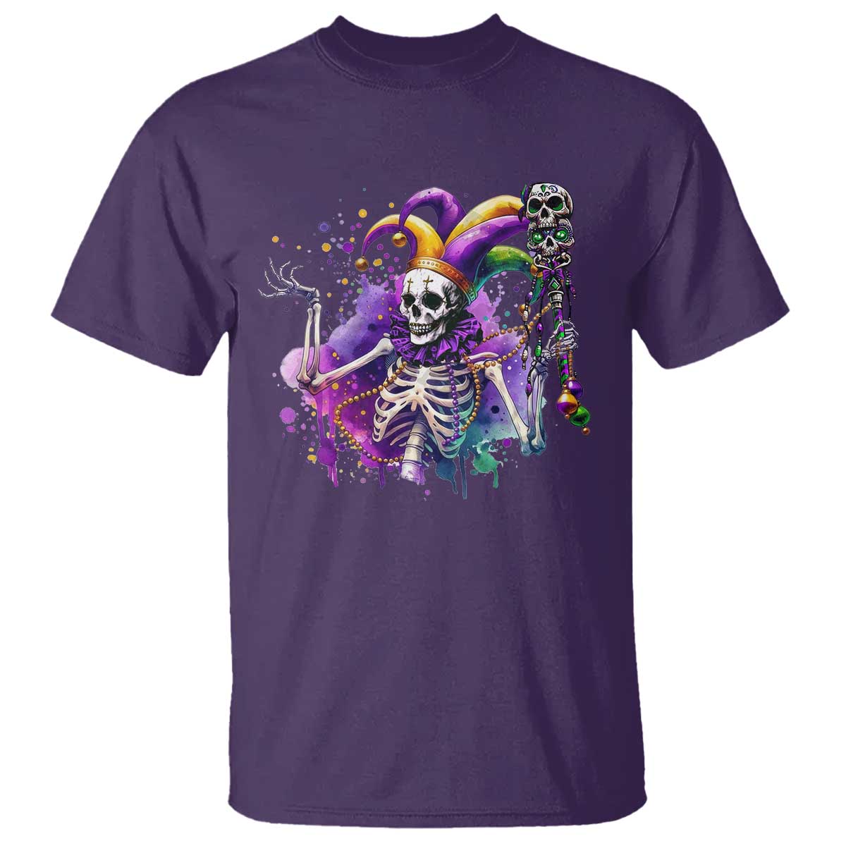 Mardi Gras T Shirt Jester Skeleton Skull Lovers