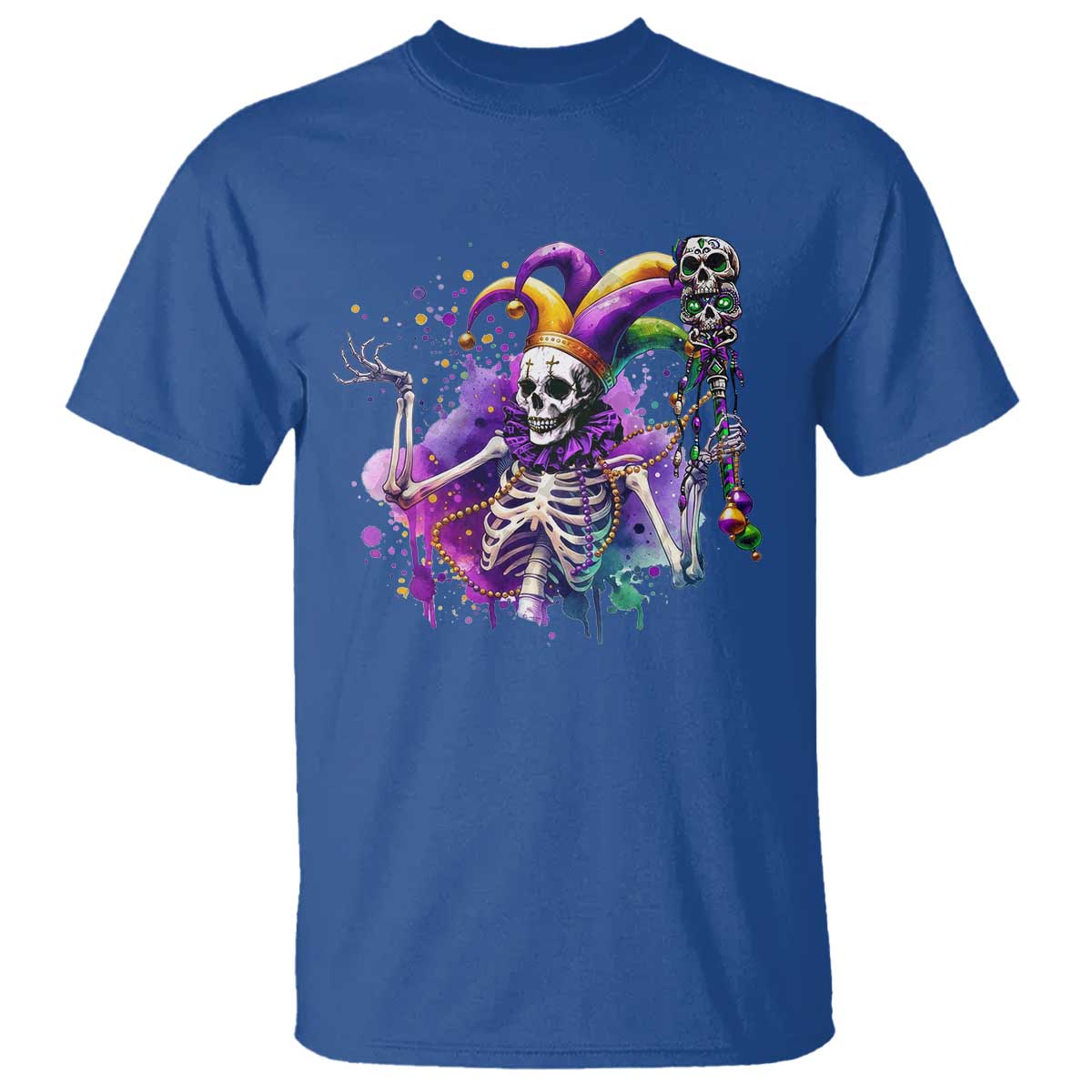 Mardi Gras T Shirt Jester Skeleton Skull Lovers