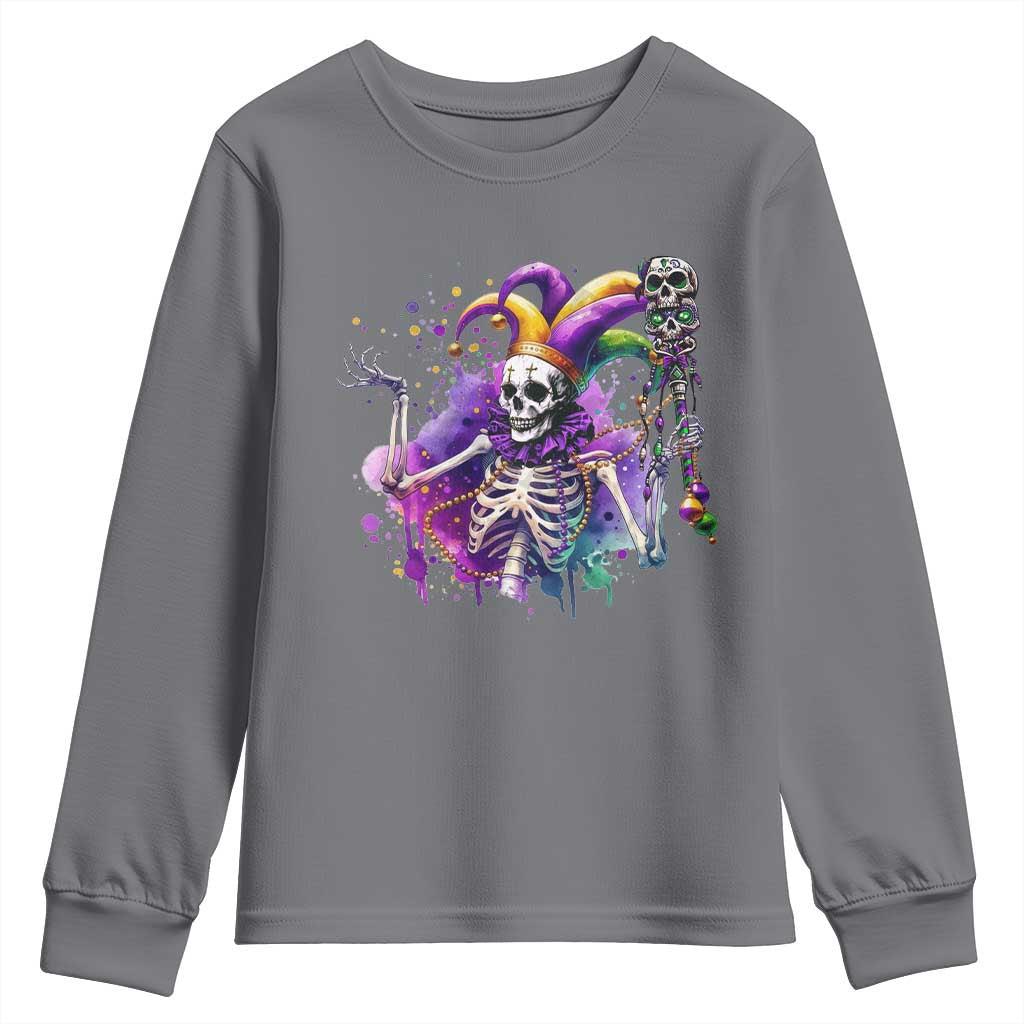 Mardi Gras Youth Sweatshirt Jester Skeleton Skull Lovers
