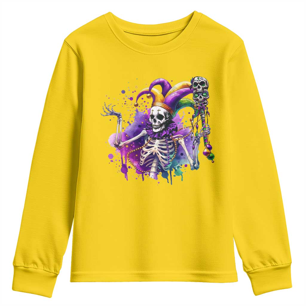 Mardi Gras Youth Sweatshirt Jester Skeleton Skull Lovers