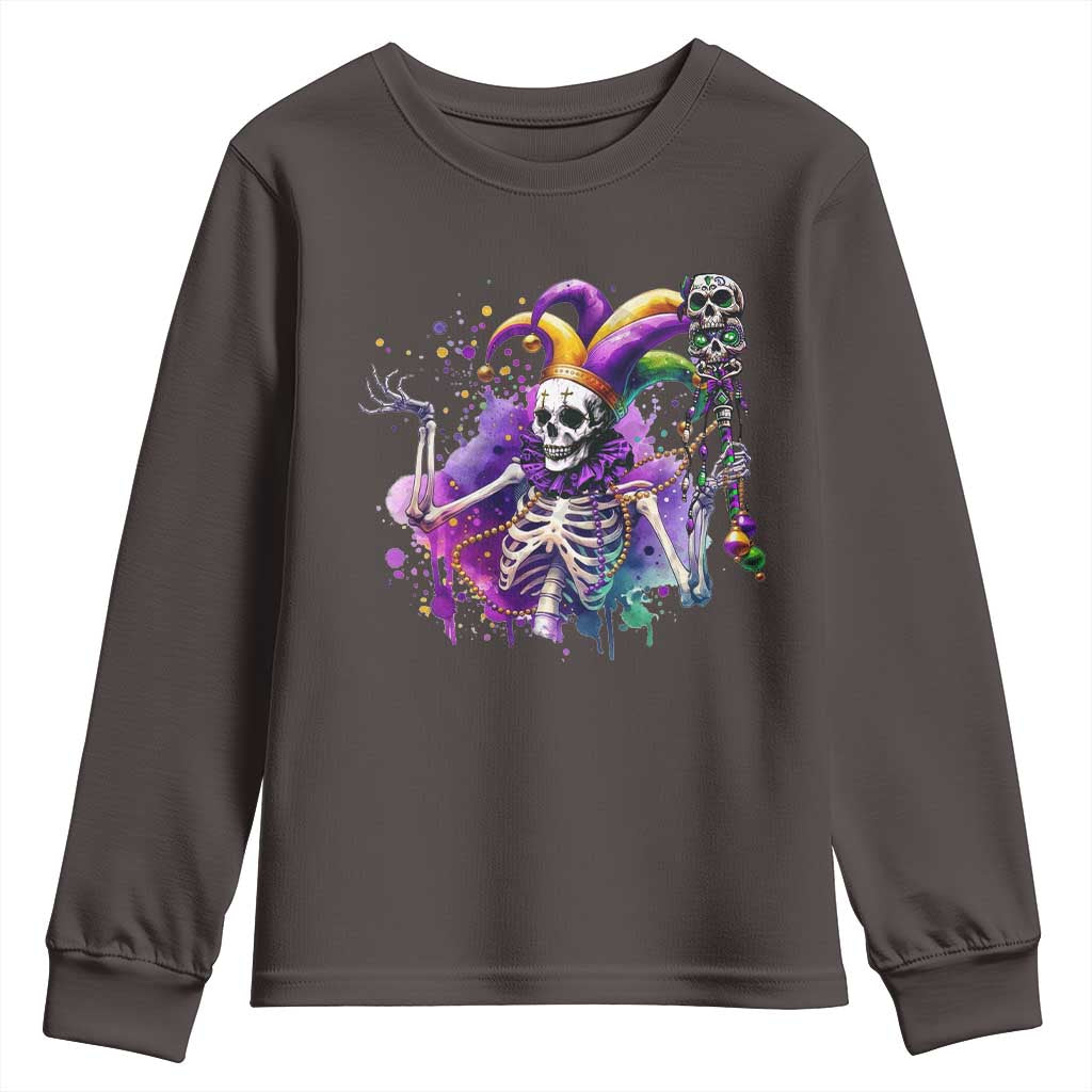 Mardi Gras Youth Sweatshirt Jester Skeleton Skull Lovers