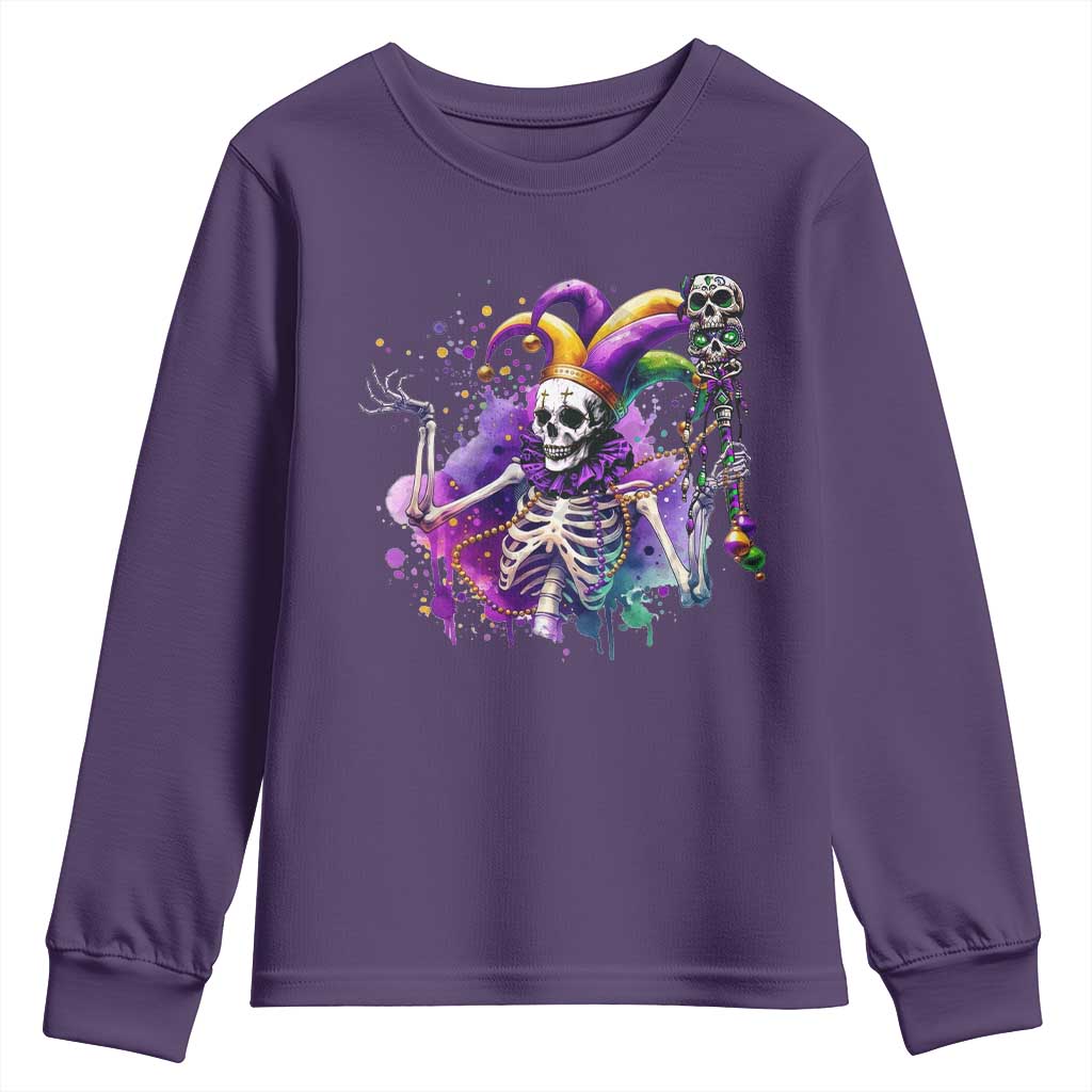 Mardi Gras Youth Sweatshirt Jester Skeleton Skull Lovers
