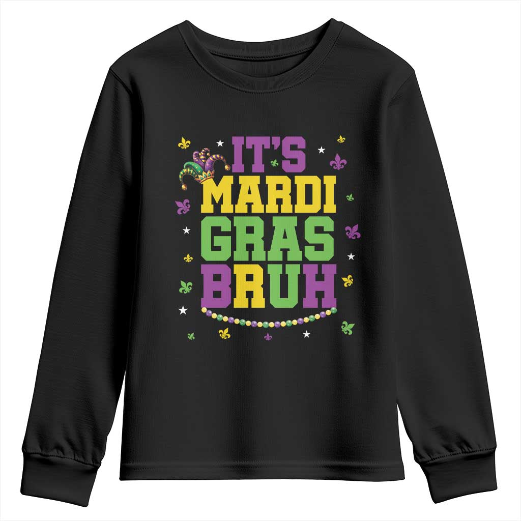 Bruh Mardi Gras Youth Sweatshirt Funny Fat Tuesday Teens Boys Kids