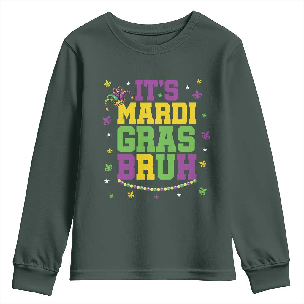 Bruh Mardi Gras Youth Sweatshirt Funny Fat Tuesday Teens Boys Kids