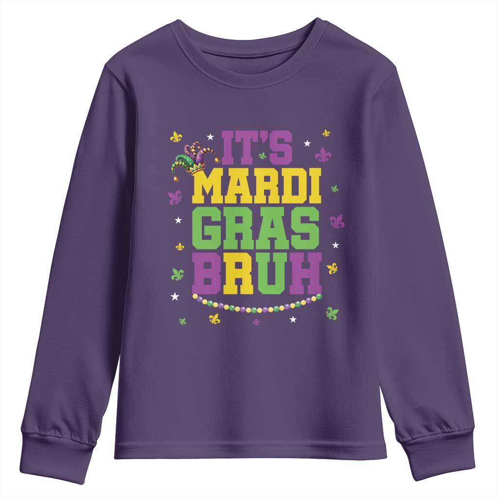 Bruh Mardi Gras Youth Sweatshirt Funny Fat Tuesday Teens Boys Kids