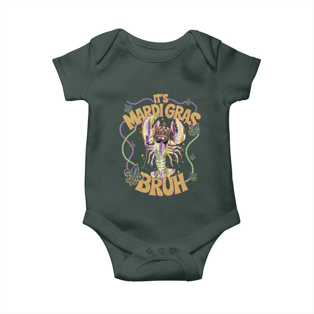 It's Mardi Gras Bruh Baby Onesie Glitter Print Crawfish Beads