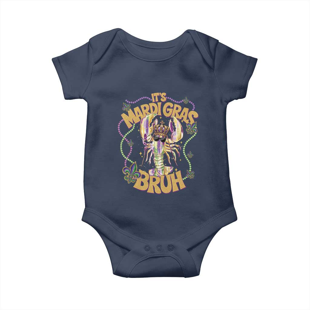 It's Mardi Gras Bruh Baby Onesie Glitter Print Crawfish Beads