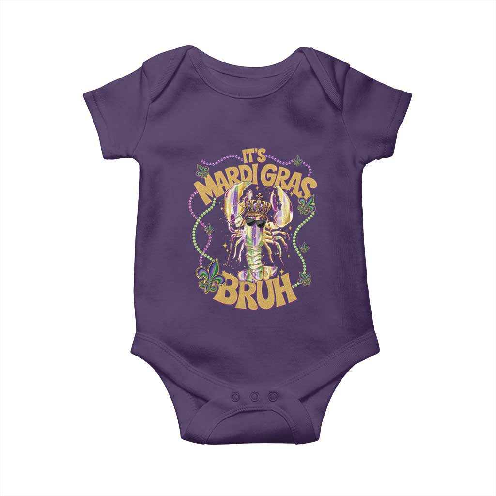 It's Mardi Gras Bruh Baby Onesie Glitter Print Crawfish Beads