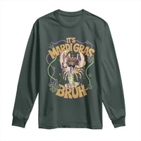 It's Mardi Gras Bruh Long Sleeve Shirt Glitter Print Crawfish Beads