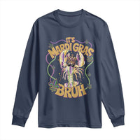 It's Mardi Gras Bruh Long Sleeve Shirt Glitter Print Crawfish Beads