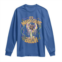 It's Mardi Gras Bruh Long Sleeve Shirt Glitter Print Crawfish Beads