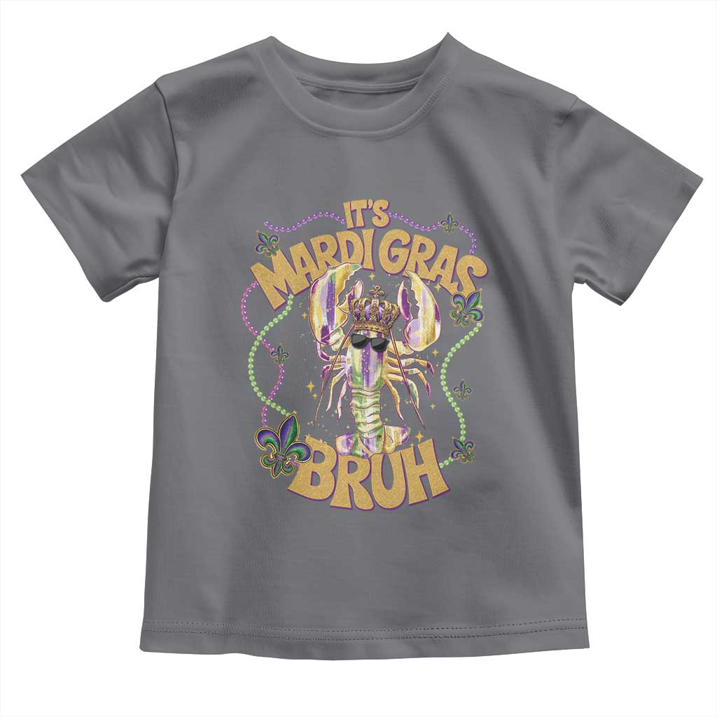 It's Mardi Gras Bruh Toddler T Shirt Glitter Print Crawfish Beads