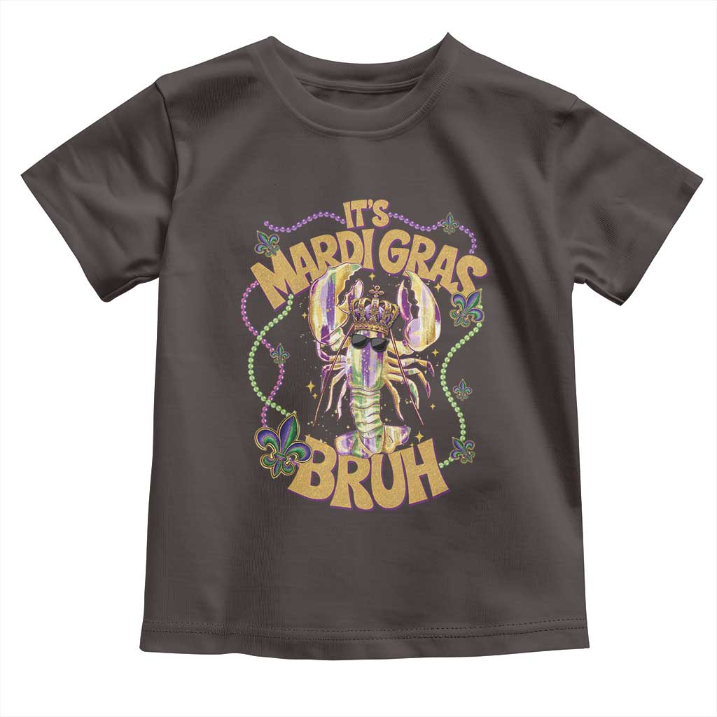 It's Mardi Gras Bruh Toddler T Shirt Glitter Print Crawfish Beads
