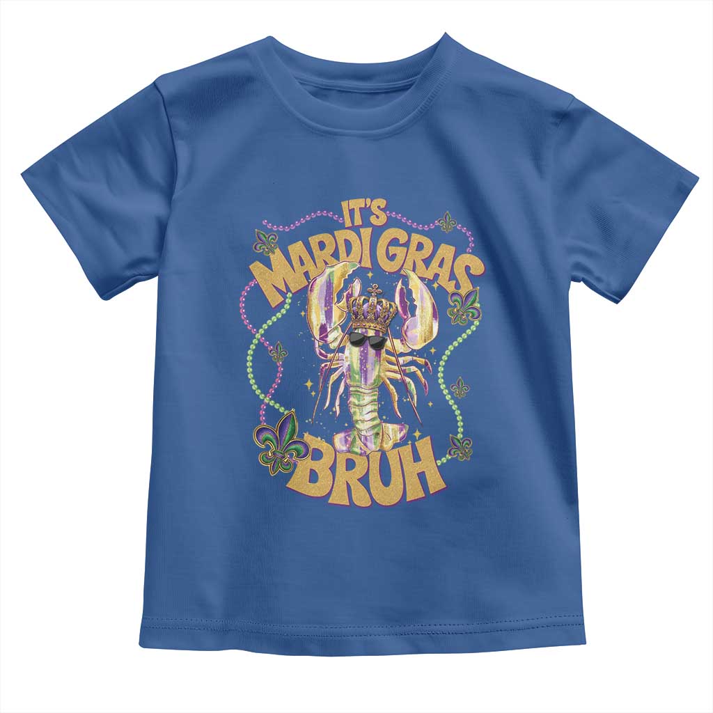 It's Mardi Gras Bruh Toddler T Shirt Glitter Print Crawfish Beads