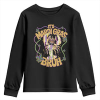 It's Mardi Gras Bruh Youth Sweatshirt Glitter Print Crawfish Beads