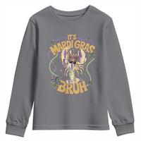 It's Mardi Gras Bruh Youth Sweatshirt Glitter Print Crawfish Beads
