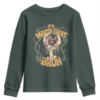 It's Mardi Gras Bruh Youth Sweatshirt Glitter Print Crawfish Beads