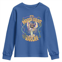 It's Mardi Gras Bruh Youth Sweatshirt Glitter Print Crawfish Beads