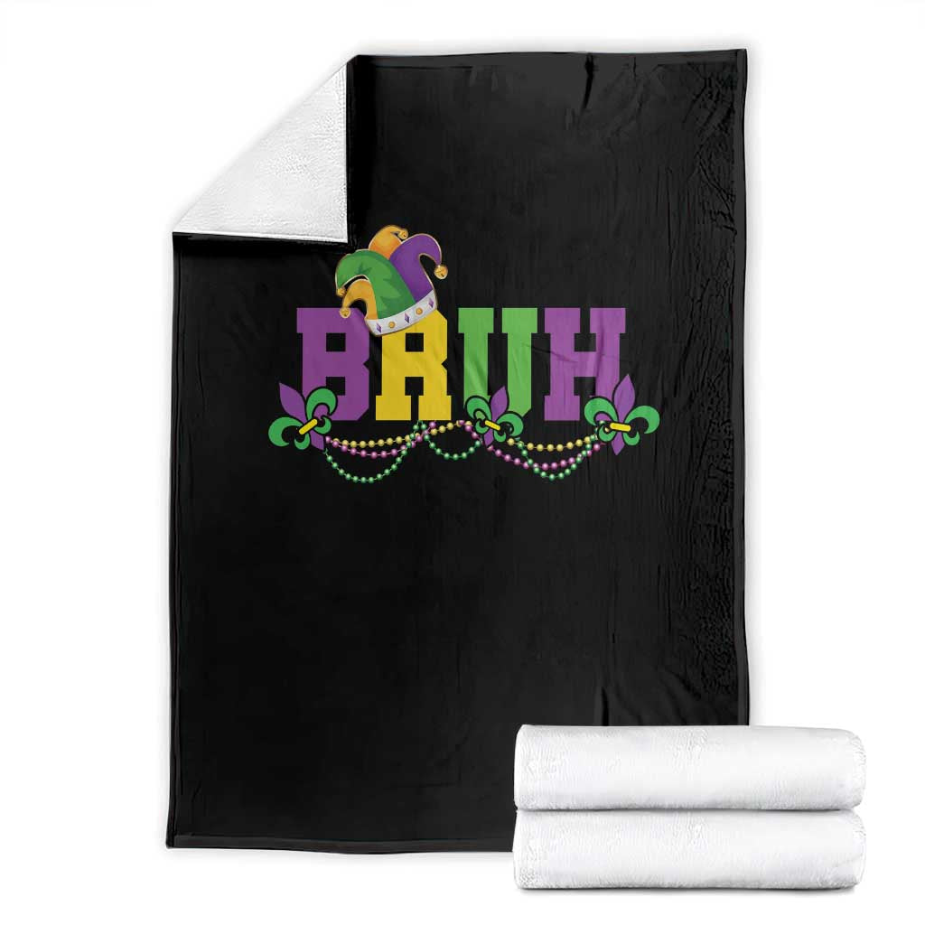 Bruh Mardi Gras Throw Blanket Carnival New Orleans Trip Parade Outfit Teens Boys Kids - Wonder Print Shop