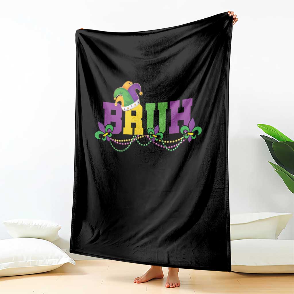 Bruh Mardi Gras Throw Blanket Carnival New Orleans Trip Parade Outfit Teens Boys Kids - Wonder Print Shop