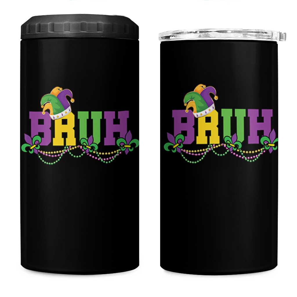 Bruh Mardi Gras 4 in 1 Can Cooler Tumbler Carnival New Orleans Trip Parade Outfit Teens Boys Kids - Wonder Print Shop