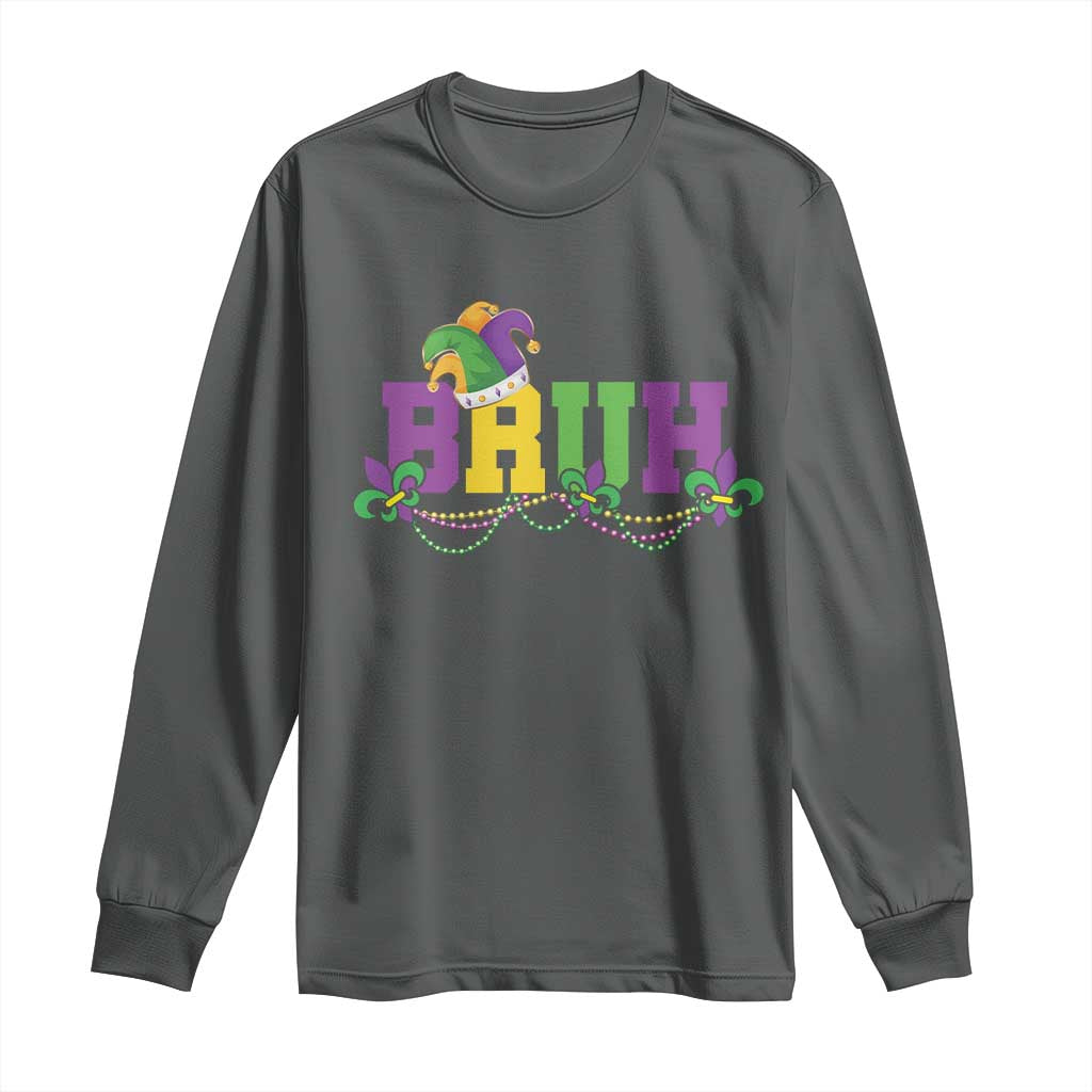 Bruh Mardi Gras Long Sleeve Shirt Carnival New Orleans Trip Parade Outfit Teens Boys Kids - Wonder Print Shop